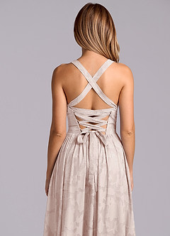 Azazie Francis Robes de demoiselle d'honneur Robe Trapèze en Blumen-Burnout Corset Rose Pâle image8