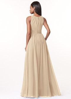 Azazie Harper Bridesmaid Dresses Champagne A-Line Pleated Chiffon Dress image2
