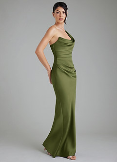 Azazie Sabrina Bridesmaid Dresses Olive Mermaid Corset Stretch Satin Dress image8