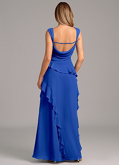 Azazie Sloane Robes de demoiselle d'honneur Robe Trapèze en Mousseline de soie Encolure en Forme de Cœur Bleu Roi image2