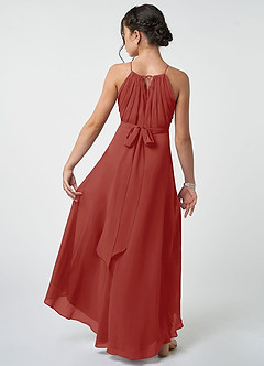 Azazie Oaklynn Junior Terracotta A-Line Pleated Chiffon Dress image3