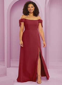 Barbie ♥ Azazie Bridesmaid Dresses Pomegranate A-Line Off the Shoulder Chiffon Convertible Dress image7