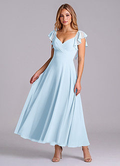 Azazie Leilani Bridesmaid Dresses Sky Blue A-Line Ruched Chiffon Dress image1