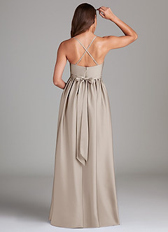 Azazie Llana Maternity Bridesmaid Dresses A-Line Stretch Satin Floor-Length Dress with Pockets image2