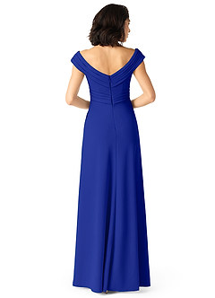 Azazie Evita Bridesmaid Dresses Royal Blue A-Line Off the Shoulder Stretch Crepe Dress image2