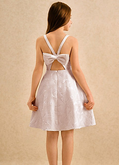 Azazie Peppy Girls Formal Robe Demoiselle D'honneur Fillette Robe Trapèze en Jacquard Floral Arc Bébé Rose image2