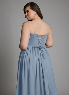 Azazie Cadence Bridesmaid Dresses Dusty Blue A-Line Corset Stretch Satin Convertible Dress image20