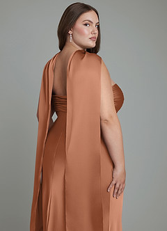 Azazie Saylor Vestidos de damas de honor Vestido Bronceador de Satén Elástico de Corte Sirena con Palabra de honor image19