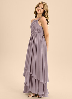 Azazie Elliora Junior A-Linie Plissee Chiffon Kleid Dämmerung image6