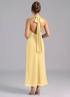 Azazie Velli Brautjungfernkleider Meerjungfrau-Linie Hoher Kragen Chiffon Kleid Butter image2