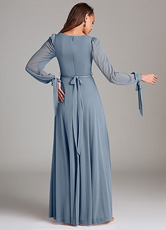 Azazie Leonia Bridesmaid Dresses Twilight A-Line Long Sleeve Mesh Dress image4