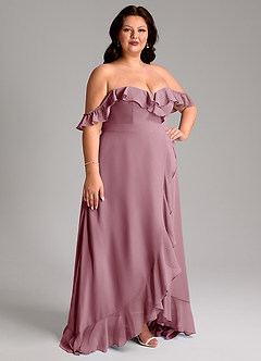 Azazie Lyra Bridesmaid Dresses Vintage Mauve A-Line Chiffon Convertible Dress image13