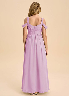 Azazie Lianne Junior Candy Pink A-Line Off the Shoulder Chiffon Dress image7