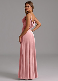 Azazie Olaine Robes de demoiselle d'honneur Robe Trapèze en velours Plissée Rose Poussiéreuse image6