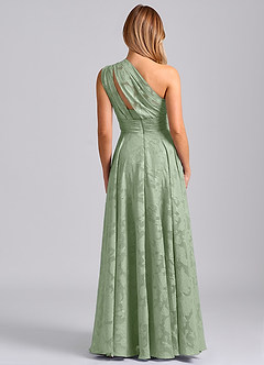 Azazie Charlize Abiti da Damigella Abito A-Line in Burnout Floreale Monospalla Verde Salvia image2