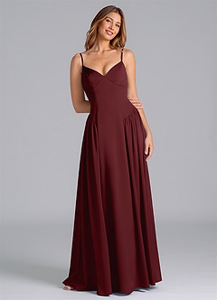 Azazie Kirby Bridesmaid Dresses Cabernet A-Line Stretch Satin Dress image1