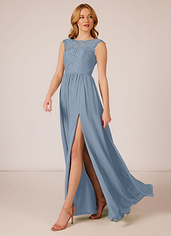 Azazie Arden Bridesmaid Dresses A-Line Chiffon Floor-Length Dress with Pockets image3