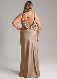 Azazie Rylina Bridesmaid Dresses Taupe Mermaid Stretch Satin Dress image8