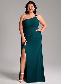 Azazie Eren Bridesmaid Dresses Pine Sheath One Shoulder Chiffon Dress image8