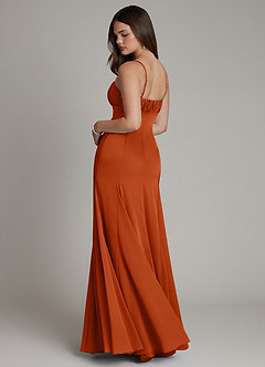 Azazie Avira Final Sale Burgundy Mermaid Stretch Satin Dress image2