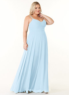 Azazie Janine Bridesmaid Dresses Sky Blue A-Line V-Neck Chiffon Dress image8