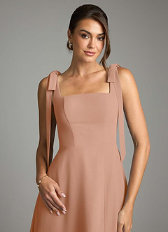 Azazie Debra Bridesmaid Dresses Champagne Rose A-Line with Pockets Chiffon Convertible Dress image2