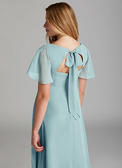 Azazie Kimber Junior Sea Glass A-Line Pleated Chiffon Dress image4