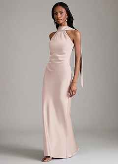Azazie Cassiana Bridesmaid Dresses Blushing Pink Mermaid Pleated Stretch Satin Dress image5