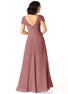 Azazie Adelyn Final Sale Desert Rose A-Line Lace Chiffon Dress image2