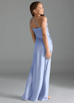 Azazie Eren Junior Ice Sheath Pleated Stretch Satin Dress image5