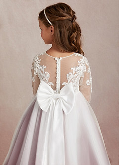 Azazie Elodie Flower Girl Dresses Ivory Sangria Ball-Gown Lace Dress image8