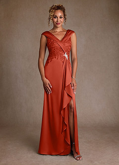 Azazie Santa Monica Mother of the Bride Dresses Rust A-Line Lace Dress image3