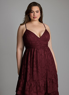 Azazie Nathalia Vestidos para Prova em Casa Vestido Cabernet de Esgotamento Floral de Linha A com Laço image11