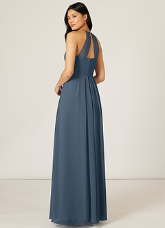 Azazie Sarah Bridesmaid Dresses Neptune Empire Pleated Chiffon Dress image5