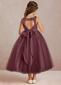 Azazie Calla Flower Girl Dresses Sangria Ball-Gown Lace Tulle Dress image3