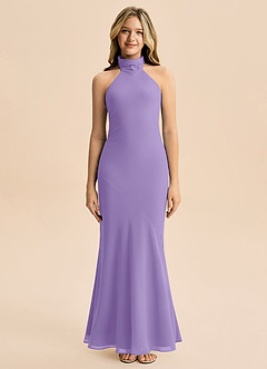 Azazie Velli Junior Meerjungfrau-Linie Hoher Kragen Chiffon Kleid Tahiti image3