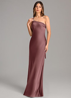 Azazie Monroe Bridesmaid Dresses Vintage Mauve Mermaid One Shoulder Stretch Satin Dress image1