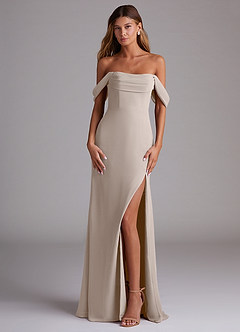 Azazie Saige Bridesmaid Dresses Frost A-Line Off the Shoulder Chiffon Convertible Dress image1