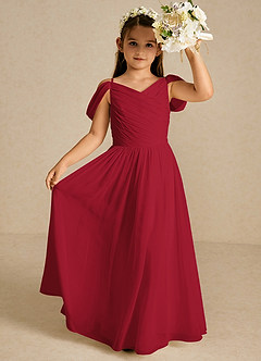Azazie Chelle Flower Girl Dresses Scarlet A-Line Pleated Chiffon Dress image1