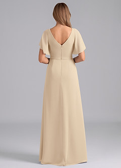 Azazie Ambrosia Bridesmaid Dresses Champagne A-Line Pleated Chiffon Dress image6