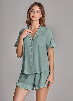 front Ruffled Cloud-Soft Pajama Set