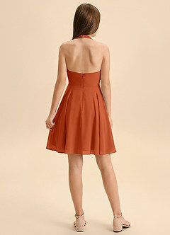 Azazie Kady Junior Burnt Orange A-Line Sweetheart Neckline Chiffon Dress image2
