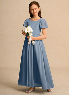 Azazie Joss Blumenmädchenkleider A-Linie mit ärmel Chiffon Kleid Zwielichtviolett image11