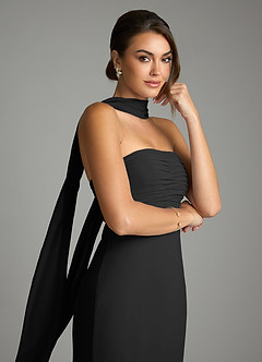 Azazie Saylor Brudtärnklänningar Klä av Sjöjungfru i Chiffong Axelbandslös Svart image2