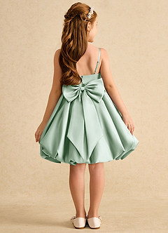 Azazie Davine Flower Girl Dresses Agave A-Line Spaghetti Strap Matte Satin Dress image8