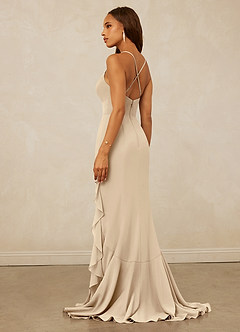 Christian Siriano Bridal for Azazie 1006 Bridesmaid Dresses Champagne Mermaid Ruched Chiffon Dress image2