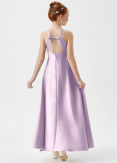 Azazie Avelina Junior Frosted Lilac A-Line Pleated Stretch Satin Dress image2