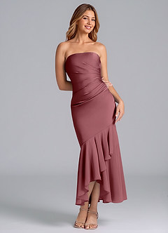 Azazie Danie Brautjungfernkleider Etui Schulterfrei Chiffon Kleid Wüstenrose image1