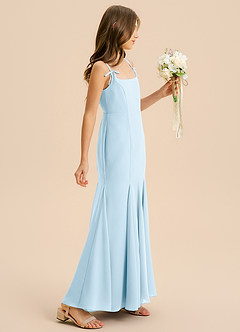 Azazie Evey Junior Abito Sirena in Chiffon Plissettato Azzurro image5