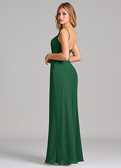 Azazie Tianna Final Sale Dark Green Sheath Chiffon Dress image5
